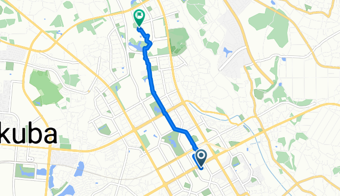 １丁目 １, つくば市 to Unnamed Road, つくば市