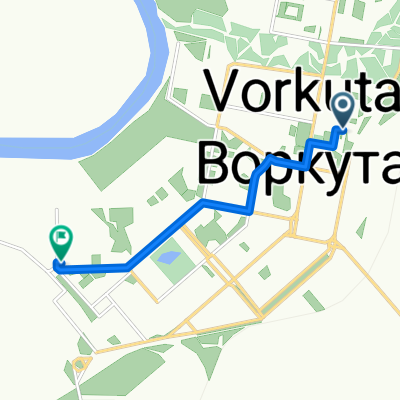 От бульвар Пищевиков 23, Воркута до улица ТЭЦ 4, Воркута