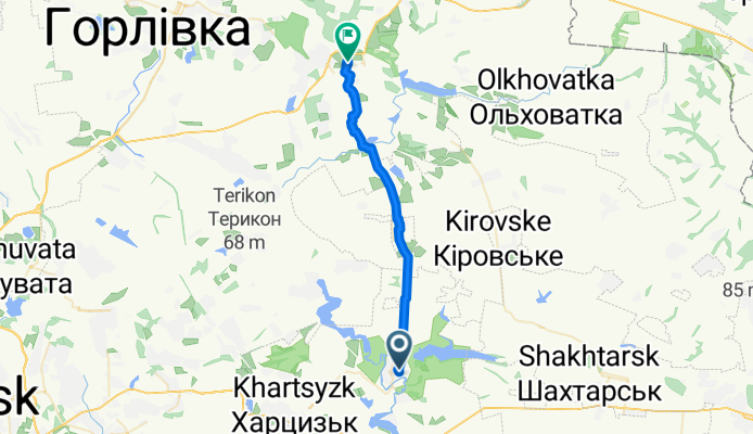 От Unnamed Road, Зуївка до вулиця Вільямса 52, Єнакієве
