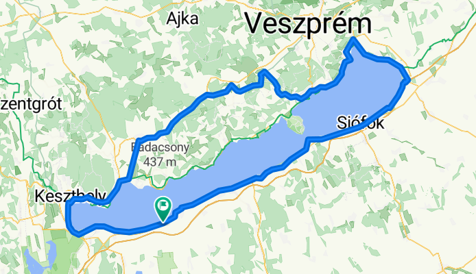 Extended cycling route around Balaton