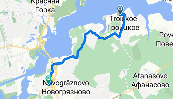 От Святотроицкая улица, 23–37, Мытищи до Старое Дмитровское шоссе, 17 к1, Долгопрудный