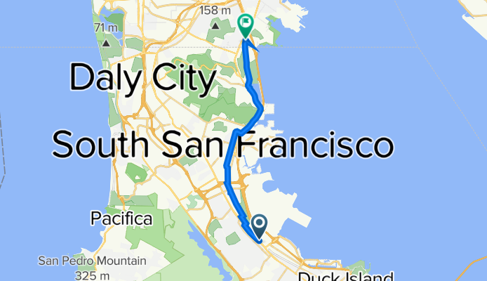 390 El Camino Real, Millbrae to 68–98 Blanken Ave, San Francisco