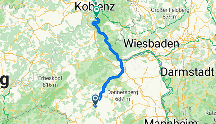 1. Etappe Am Horzberg 6, Heinzenhausen nach Hochstraße 29, Rhens
