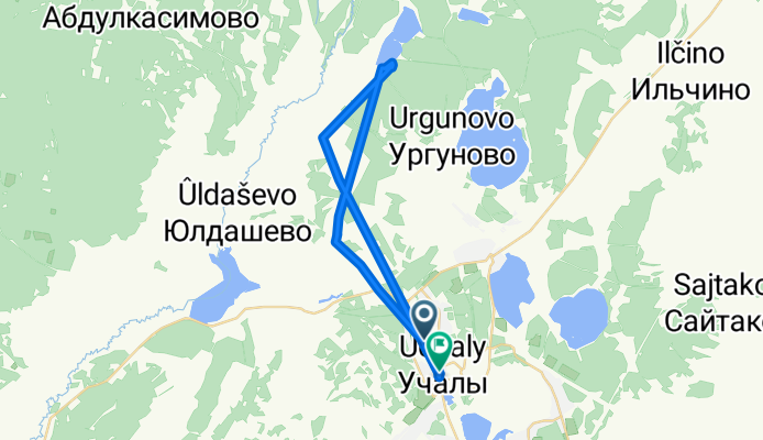 От улица Ленина 46 ул, Учалы до улица Муртазина 11, Учалы