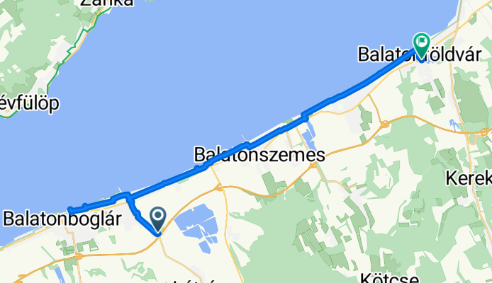 От Rózsavölgy köz 3, Balatonlelle до Kőröshegyi út 5, Balatonföldvár