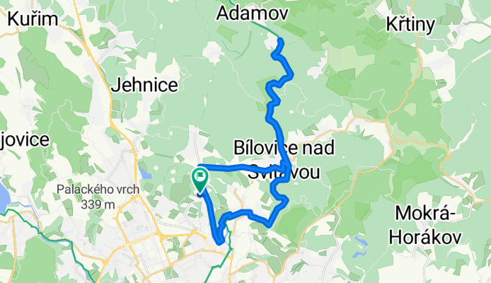 Lehká projížďka Brno Lesná, Bílovice, Adamov, Bílovice, Obřany, Brno Lesná