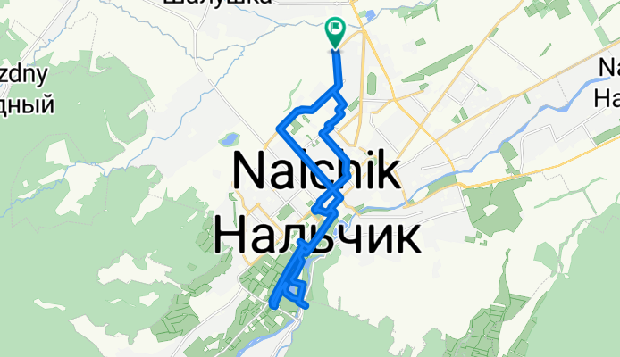 От улица Комарова, 101, Нальчик до улица Комарова, 101, Нальчик