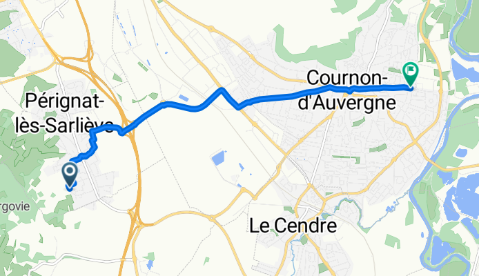 De 24 Rue de Vazilhas, Pérignat-lès-Sarliève à Avenue de l'Allier, Cournon-d'Auvergne