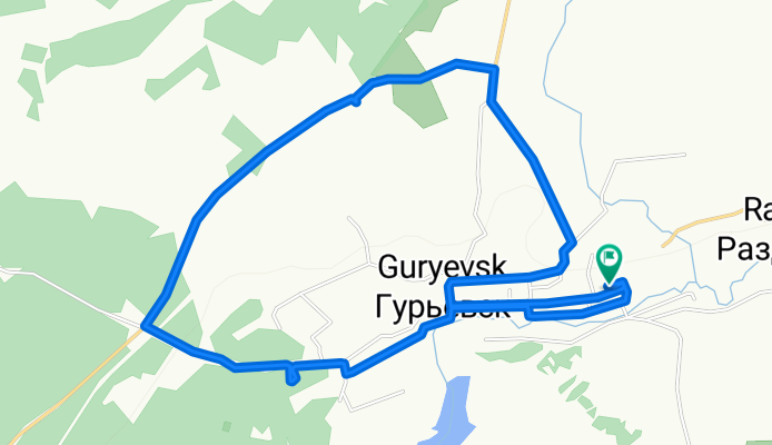 От Партизанская улица 16, Гурьевск до Партизанская улица 16, Гурьевск