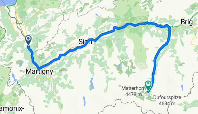 Avenue du Simplon 5, Saint-Maurice nach Hinterdorfstrasse 53, Zermatt