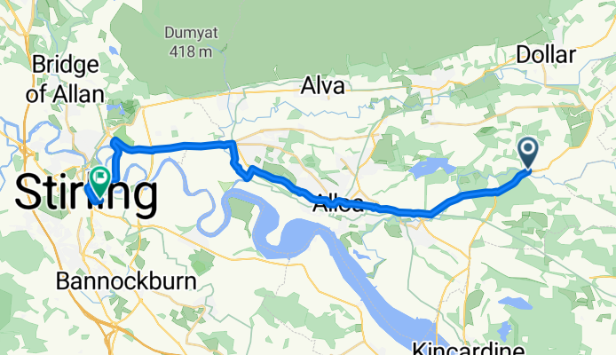 A977, Forestmill, Alloa to 85–89 Forthside Way, Stirling