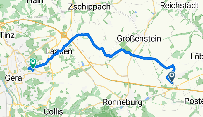 Alte Straße 3, Löbichau nach Hebbelstraße 25, Gera