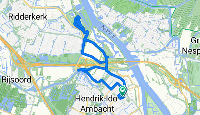 Kruiswiel 12, Hendrik-Ido-Ambacht naar Guldenweg 71, Hendrik-Ido-Ambacht