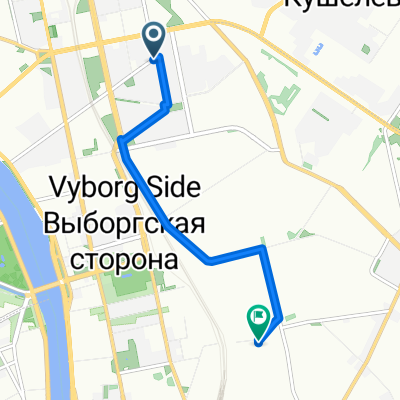 От улица Харченко 8, Санкт-Петербург до улица Минеральная 32, Санкт-Петербург