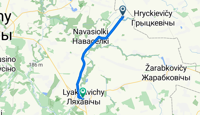 От вуліца Інтэрнацыянальная 20, Сваятычы до улица Трудовая 3, Ляховичи