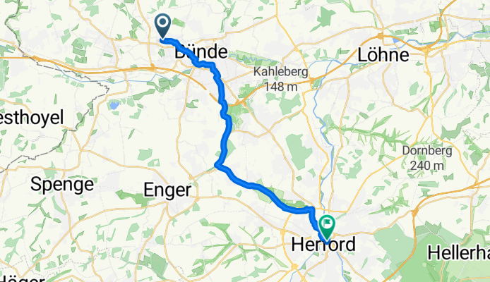 Ringstraße 87, Bünde nach Berliner Straße 12, Herford