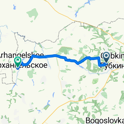 От улица Космонавтов, Губкин до Unnamed Road, Архангельское