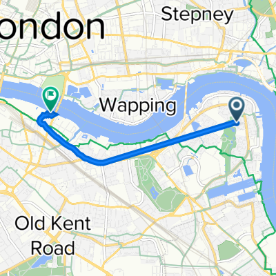 Route from 23 Mahogany Close, London