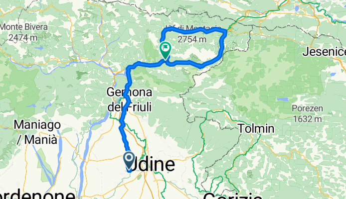 Da Via Ledra 19, Colloredo di Prato a Via Campolaro 1, Chiusaforte
