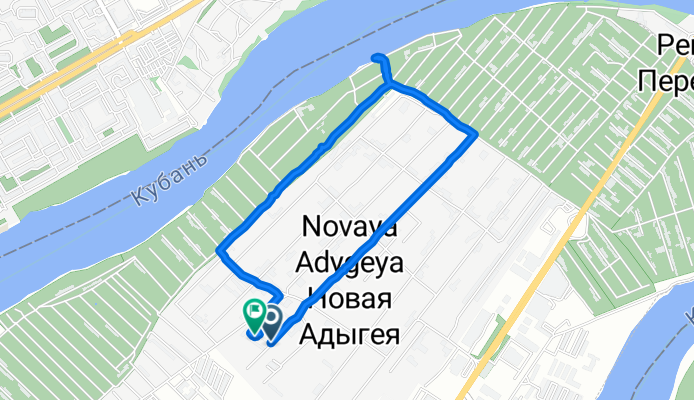 От Бжегокайская улица, 1/14Б, Яблоновский до Бжегокайская улица, 9/2Б, Яблоновский