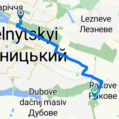 От вулиця Зарічанська 11 м, Хмельницький до вулиця Довженка 14, Хмельницький