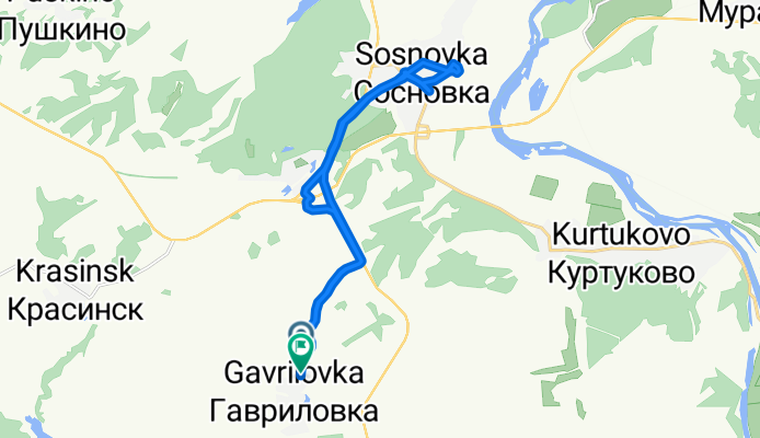 От Центральная улица 2, Гавриловка (куртуковский С/с) (новокузнецкий) до Центральная улица 10, Гавриловка (куртуковский С/с) (новокузнецкий)