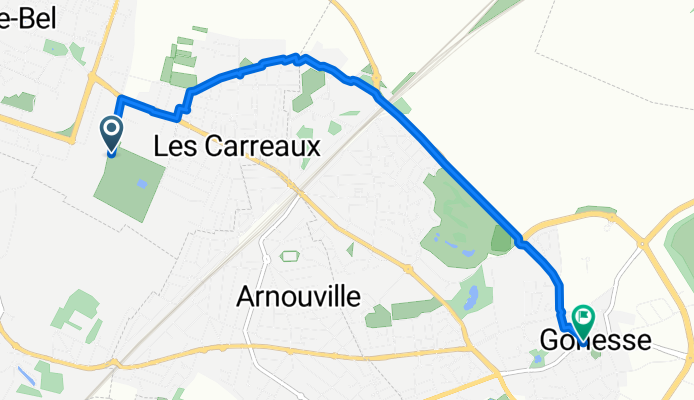 De Chemin du Haut du Roy, Villiers-le-Bel à 2 Rue de l'Hôtel-Dieu, Gonesse