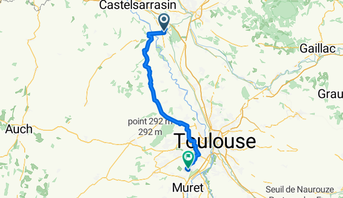 De Route de Rougerie 13, Montech à Avenue François Mitterrand 15, Frouzins