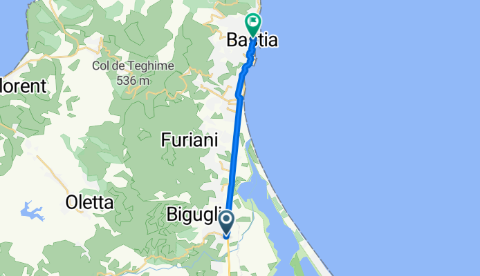 De 185 Route Nationale 193, Biguglia à 2 Avenue Pierre Giudicelli, Bastia