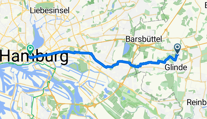 Gartenweg 2B, Glinde nach Ballindamm 38, Hamburg