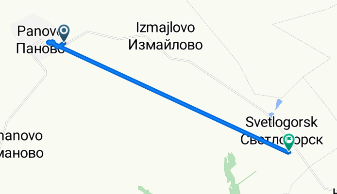 От Unnamed Road, Паново до Светлогорск