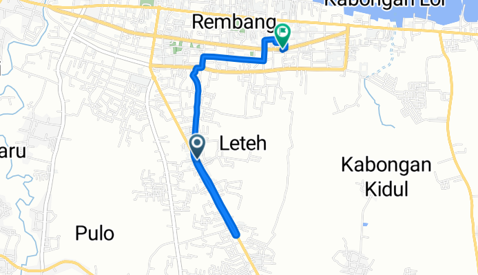 Jalan Pemuda 1, Kecamatan Rembang to Jalan Hos Cokroaminoto No.53, Kecamatan Rembang