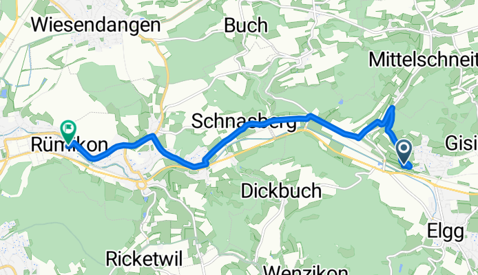 Stutzstrasse 27, Elgg nach Heinrich Bosshard-Strasse 8, Elsau