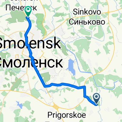 От 66Н-1822, Пригорское до улица Кутузова, 50, Смоленск