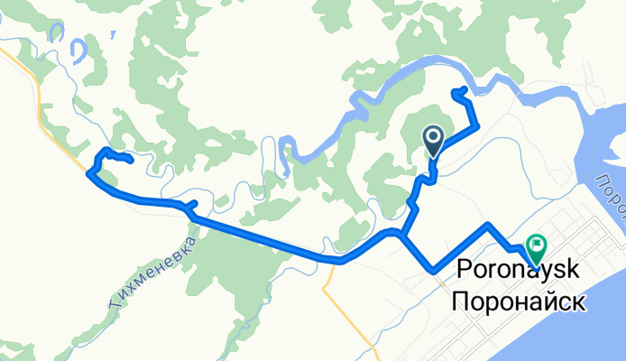 От Unnamed Road, Поронайск до улица Октябрьская 47, Поронайск