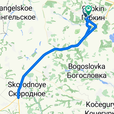 От Севастопольская улица Д.117, Губкин до улица Космонавтов 3, Губкин