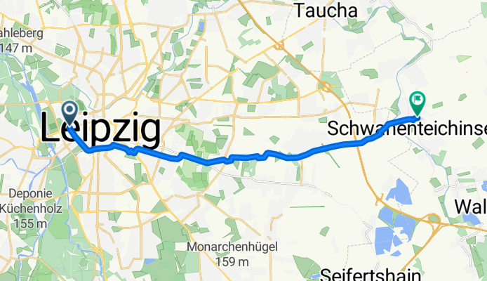 Jahnallee 20, Leipzig nach Heinrich-Heine-Straße 19, Borsdorf