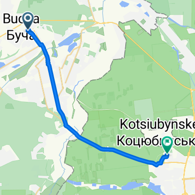 От вулиця Жовтнева 66a, Буча до вулиця Олевська 3Г, Київ