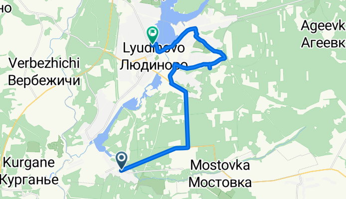 КарлаЛибнехта 10, Людиново до улица Крупской, 10, Людиново