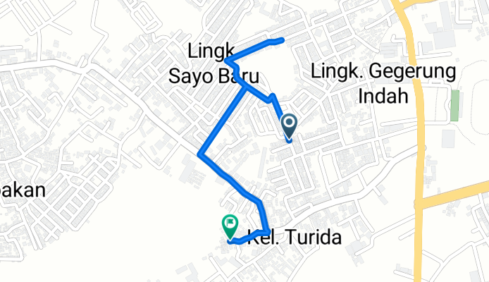 Jalan Sakura BTN Sweta No.399, Kecamatan Sandubaya to Jalan Unizar No.20, Kecamatan Sandubaya