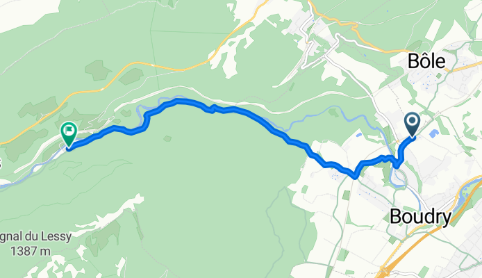 De Route de la Gare 50, Boudry à Route de Champ-du-Moulin 1, Boudry