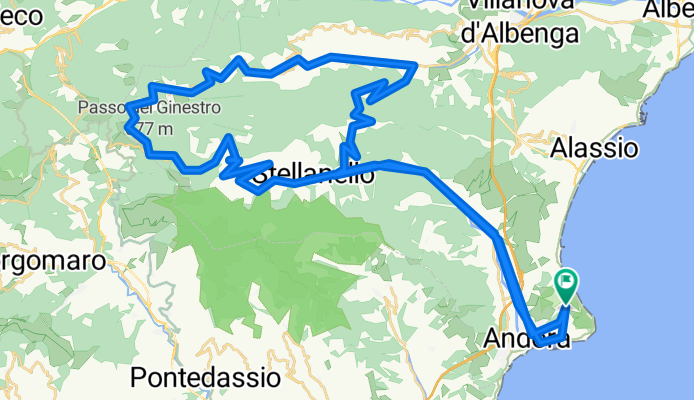 Andora > Testico > Degna > Garlenda > Villalunga > Andora