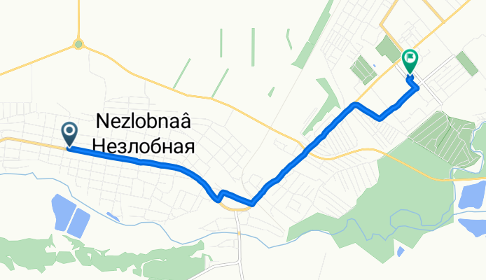 От Партизанская улица, 22, Незлобненский до улица Салогубова, 10, Георгиевск