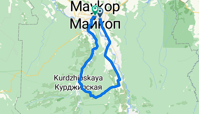 От улица Первомайская 131, Майкоп до Краснооктябрьская улица 25, Майкоп