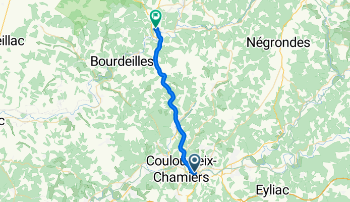 23 Rue du Président Wilson, Périgueux naar 16 Boulevard Charlemagne, Brantôme