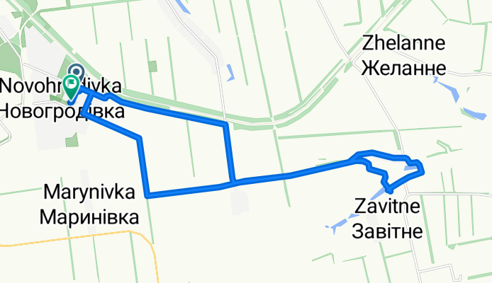 От вулиця Дружби 40, Новогродівка до вул. Молодіжна, Новогродівка