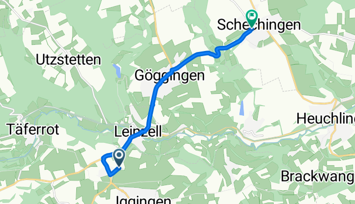 Osterwiesenstraße 18, Iggingen nach Schießbergstraße 1, Schechingen