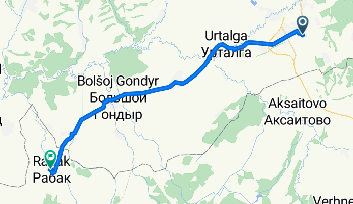 От Прудовая улица, Куеда до Unnamed Road, Рабак