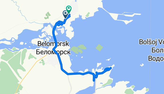 От Строительная улица, 17, Беломорск до Порт-шоссе Улица, 12, Беломорск