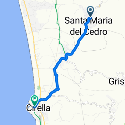 Da Piazza Del Popolo 48, Santa Maria del Cedro a Via Vittorio Veneto 199, Cirella